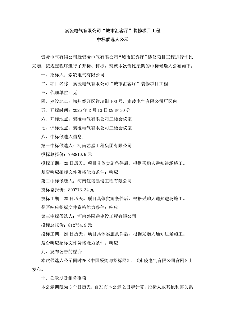 星空体育·星空官方网站-星空体育（中国）
“城市汇客厅”装修项目工程 中标候选人公示